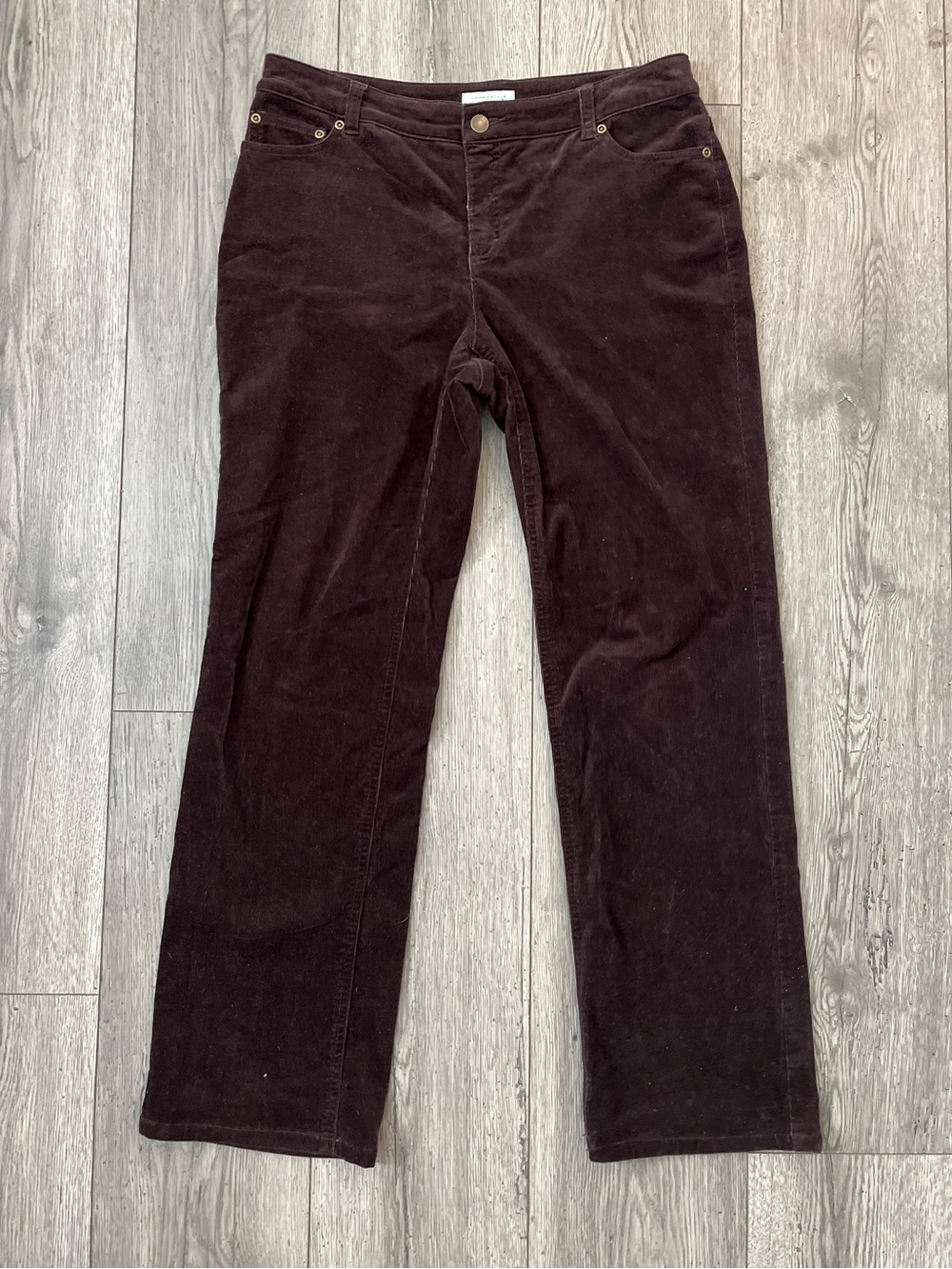Charter Club Women’s Corduroy Straight-Leg Pants Dark Brown 8 Petite Stretch